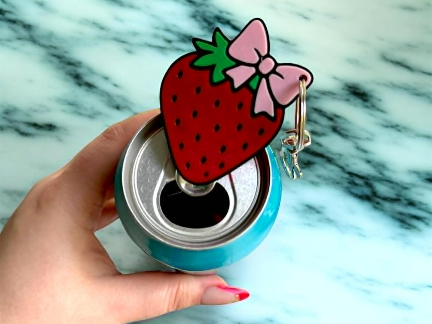 Strawberry With a Bow Can Opener BagCharm