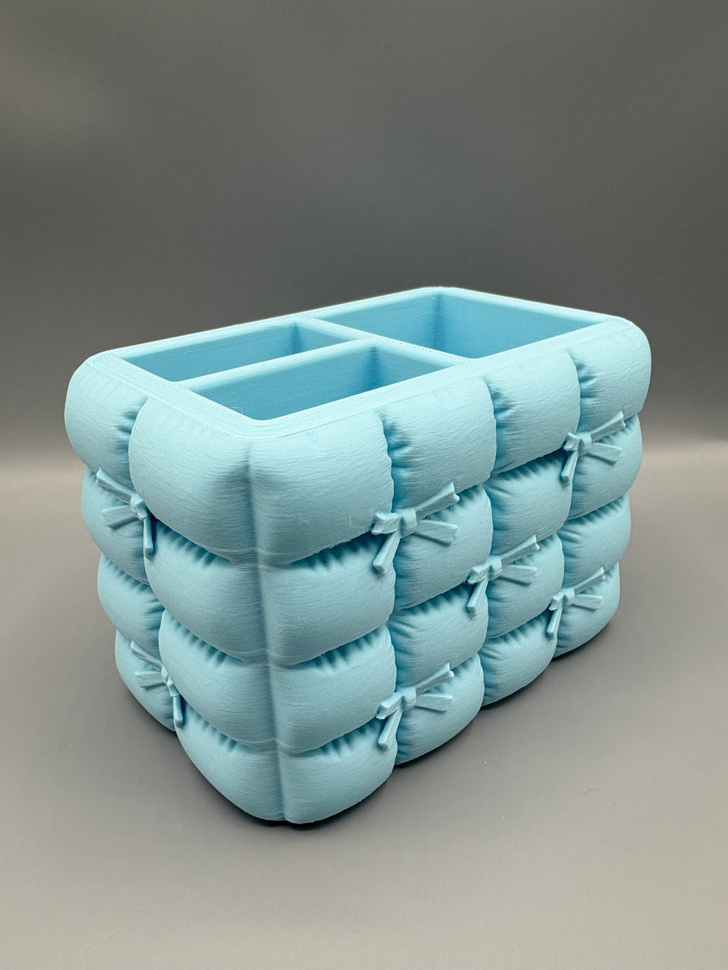 Aesthetic Quilted Bow Makeup Organizer Brush Holder