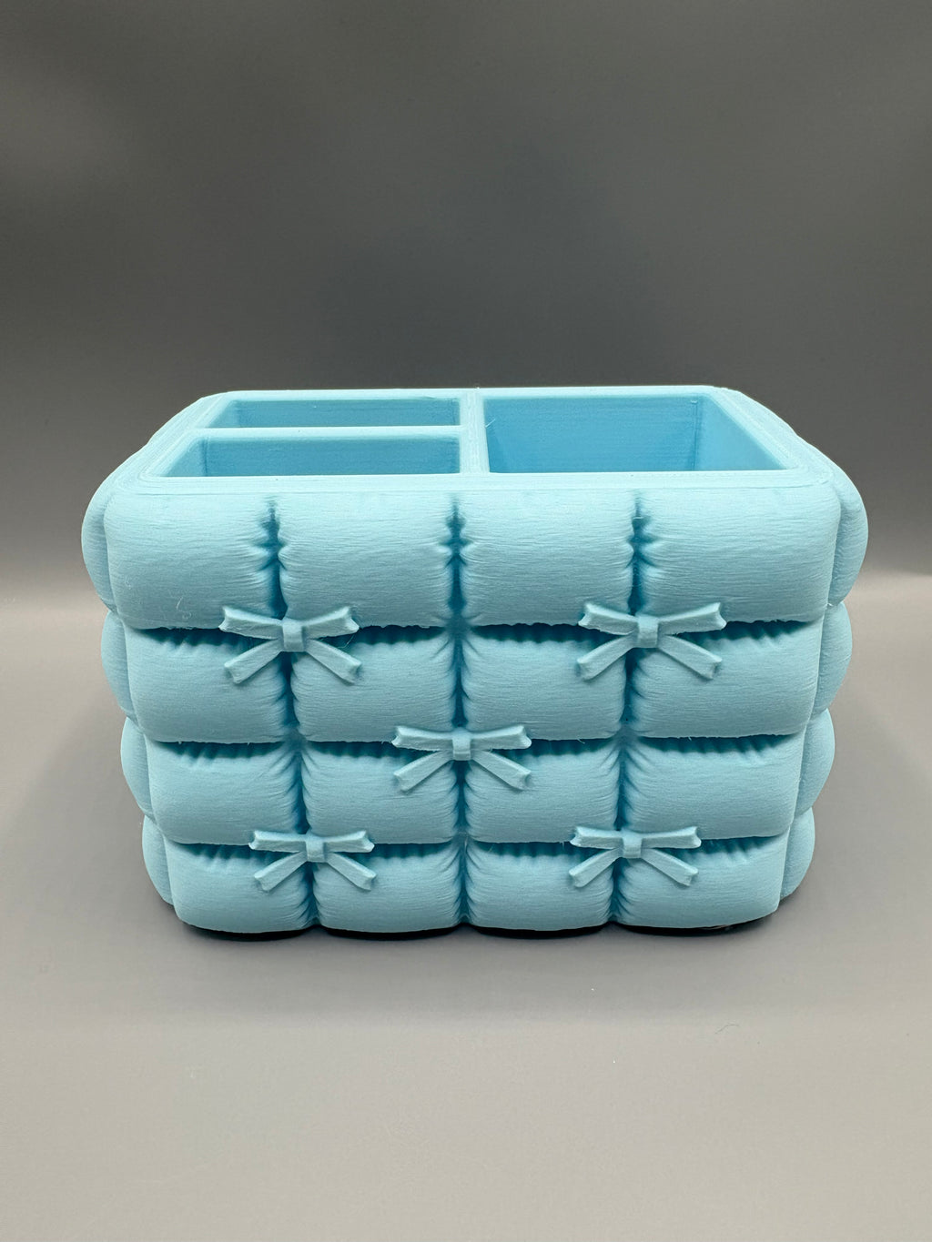 Aesthetic Quilted Bow Makeup Organizer Brush Holder