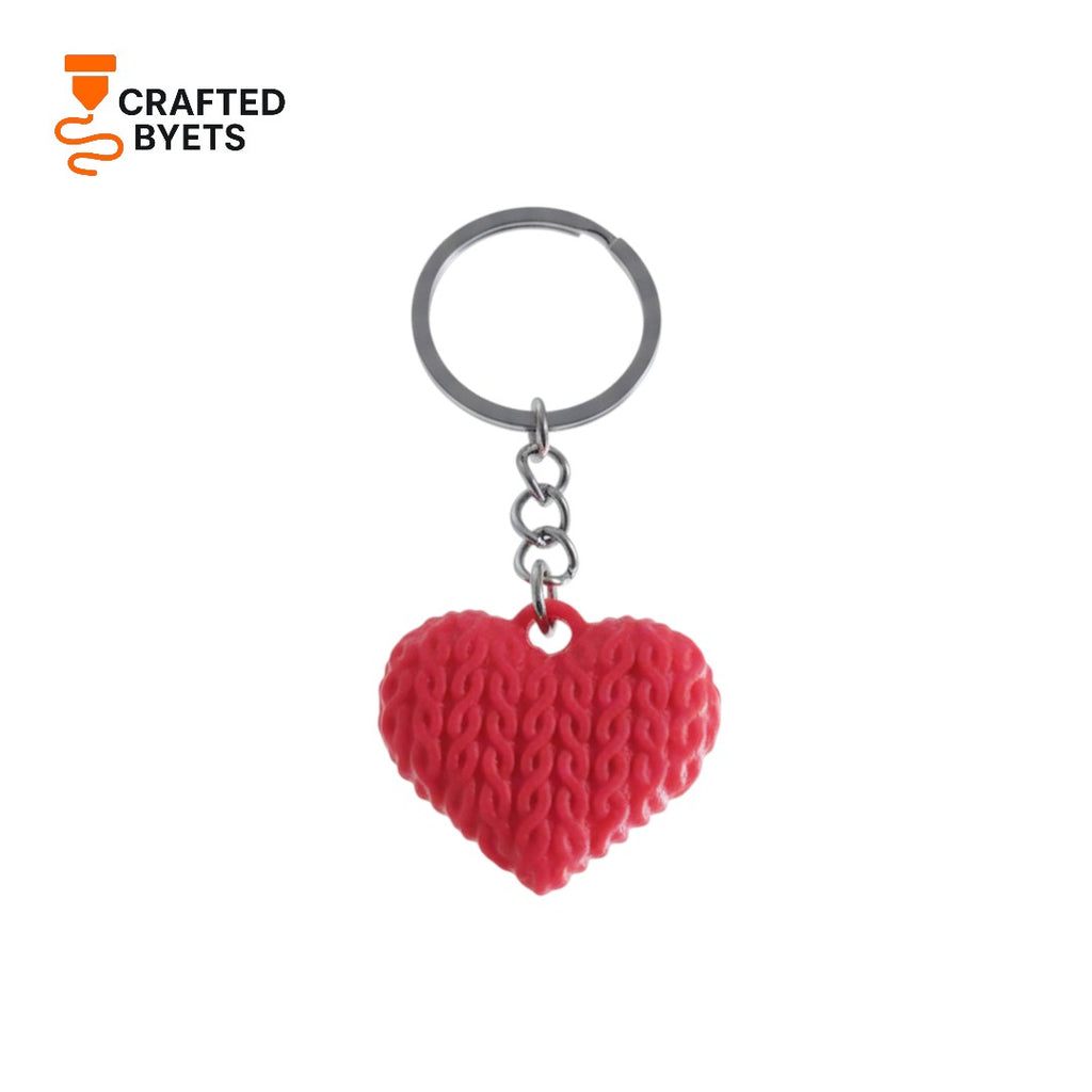 Knitted Heart Keychain