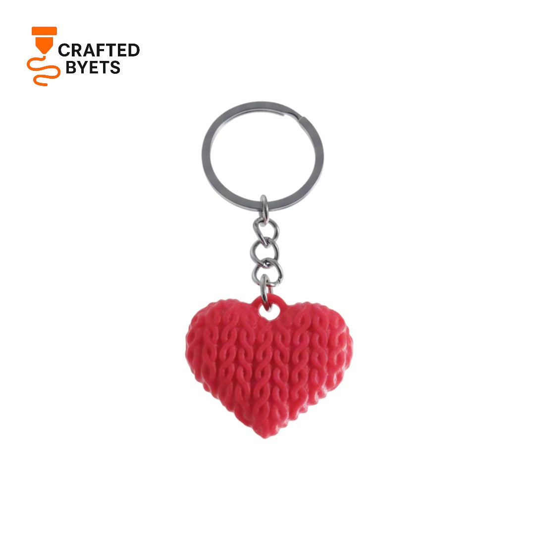 Knitted Heart Keychain