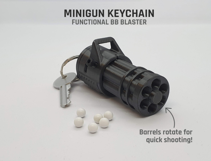 Minigun Keychain — Functional BB Blaster